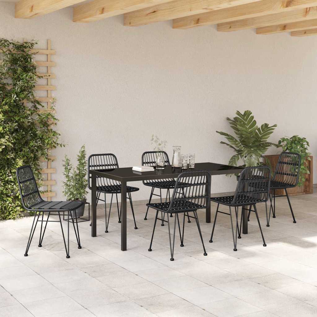 Tuin eettafelset 7 pcs Zwart Gepoedercoat staal – afbeelding 4