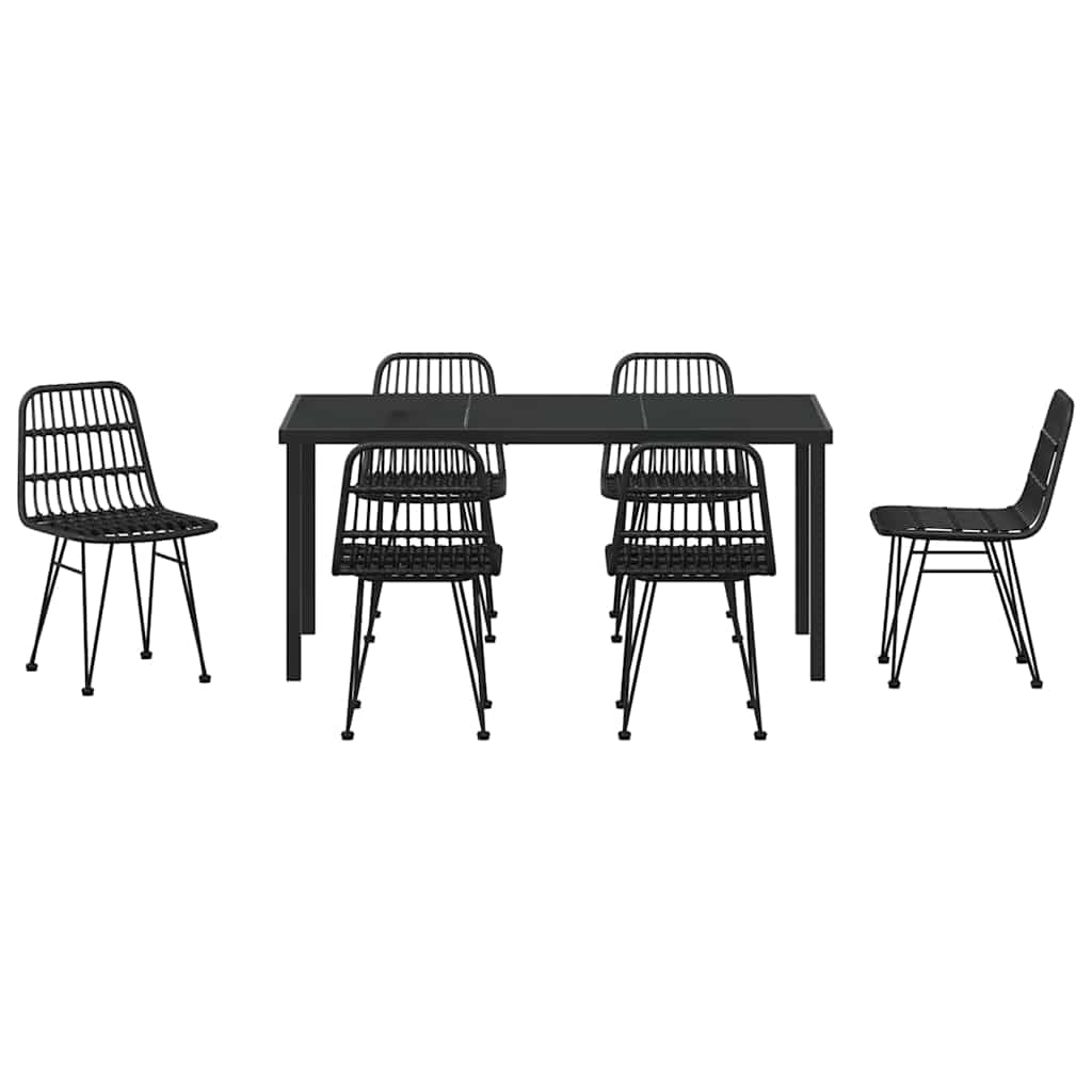 Tuin eettafelset 7 pcs Zwart Gepoedercoat staal – afbeelding 7