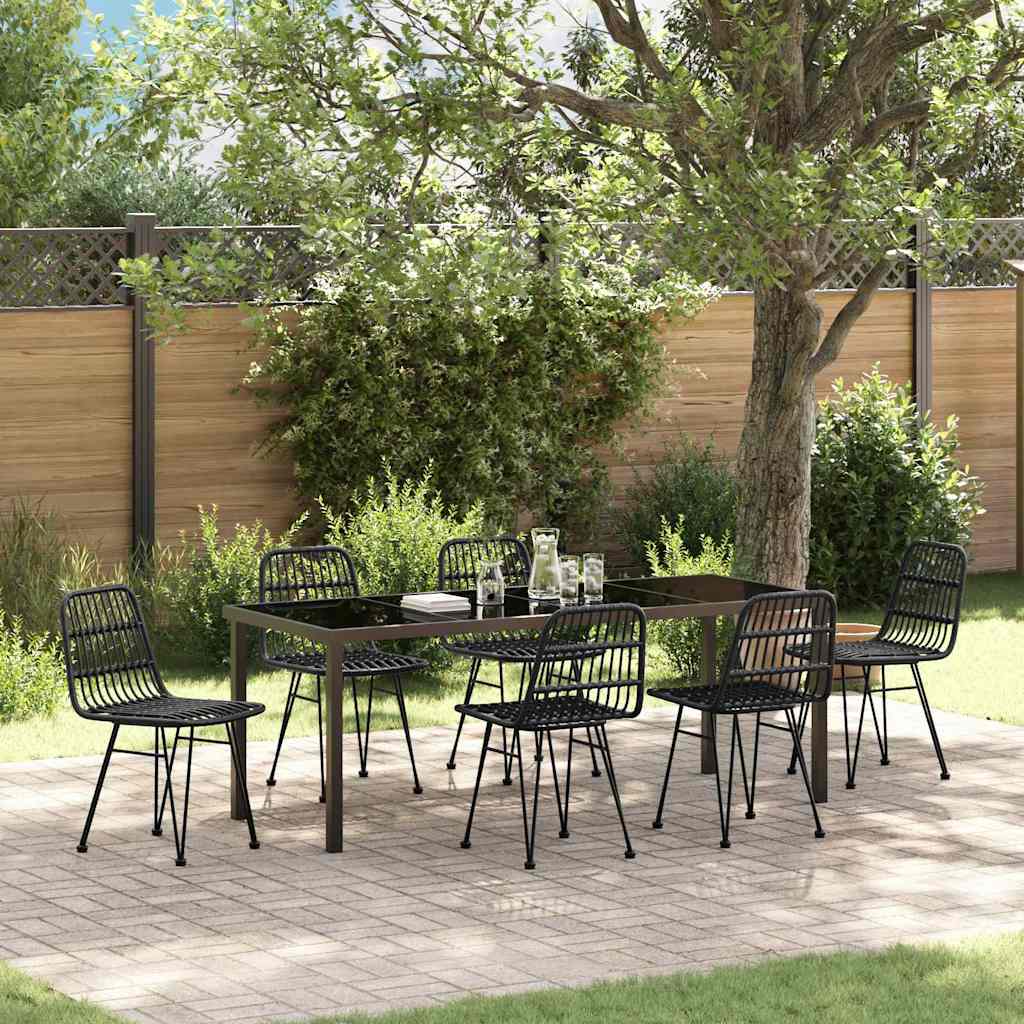 Tuin eettafelset 7 pcs Zwart Gepoedercoat staal – afbeelding 1