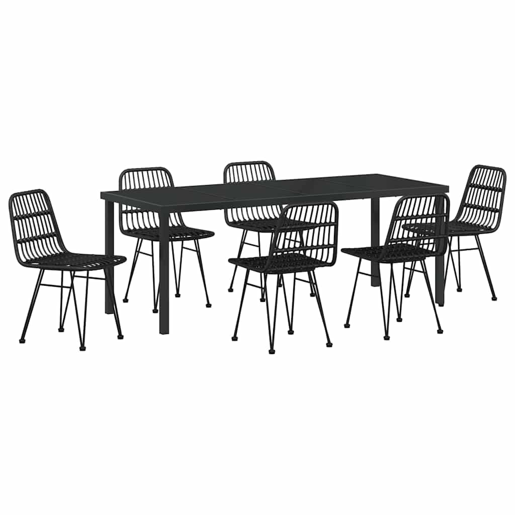 Tuin eettafelset 7 pcs Zwart Gepoedercoat staal – afbeelding 2
