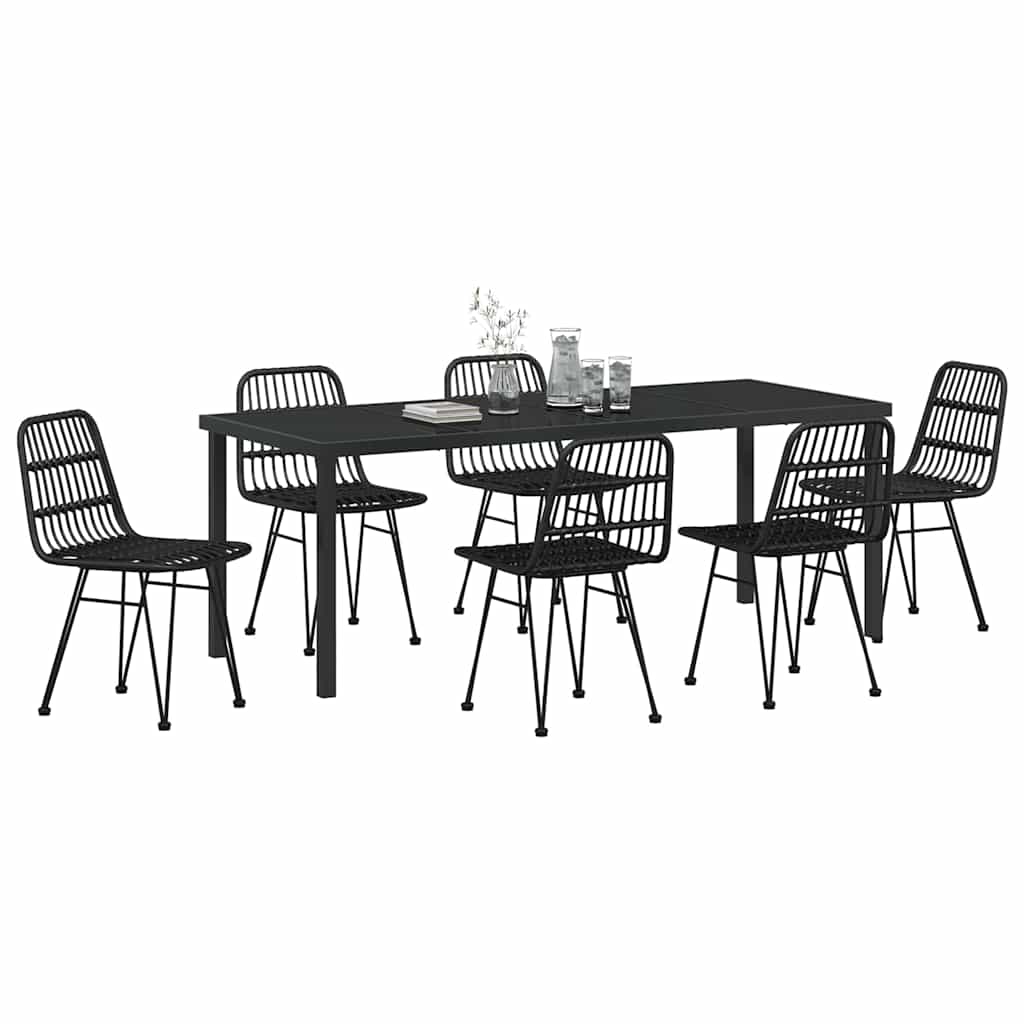 Tuin eettafelset 7 pcs Zwart Gepoedercoat staal – afbeelding 3
