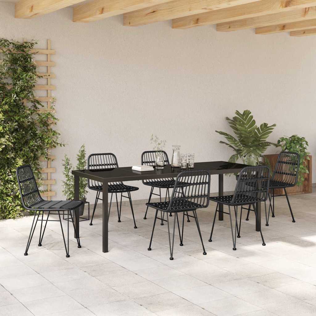 Tuin eettafelset 7 pcs Zwart Gepoedercoat staal – afbeelding 4