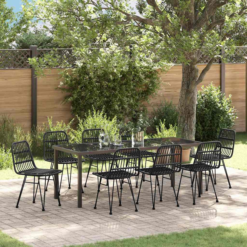 Tuin eettafelset 9 pcs Zwart Gepoedercoat staal – afbeelding 1