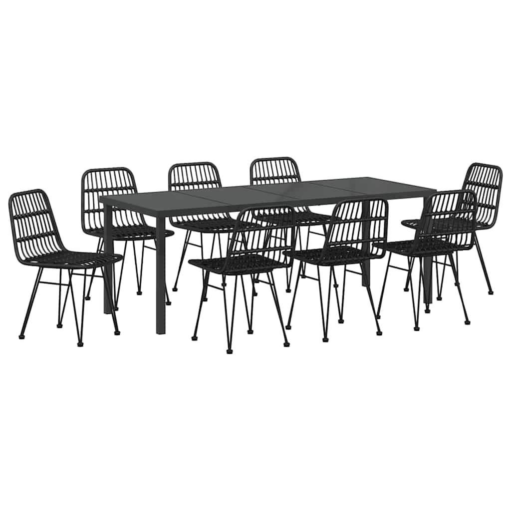Tuin eettafelset 9 pcs Zwart Gepoedercoat staal – afbeelding 2