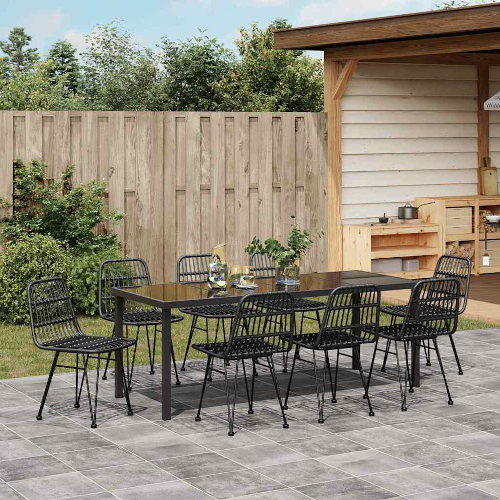 Tuin eettafelset 9 pcs Zwart Gepoedercoat staal – afbeelding 4