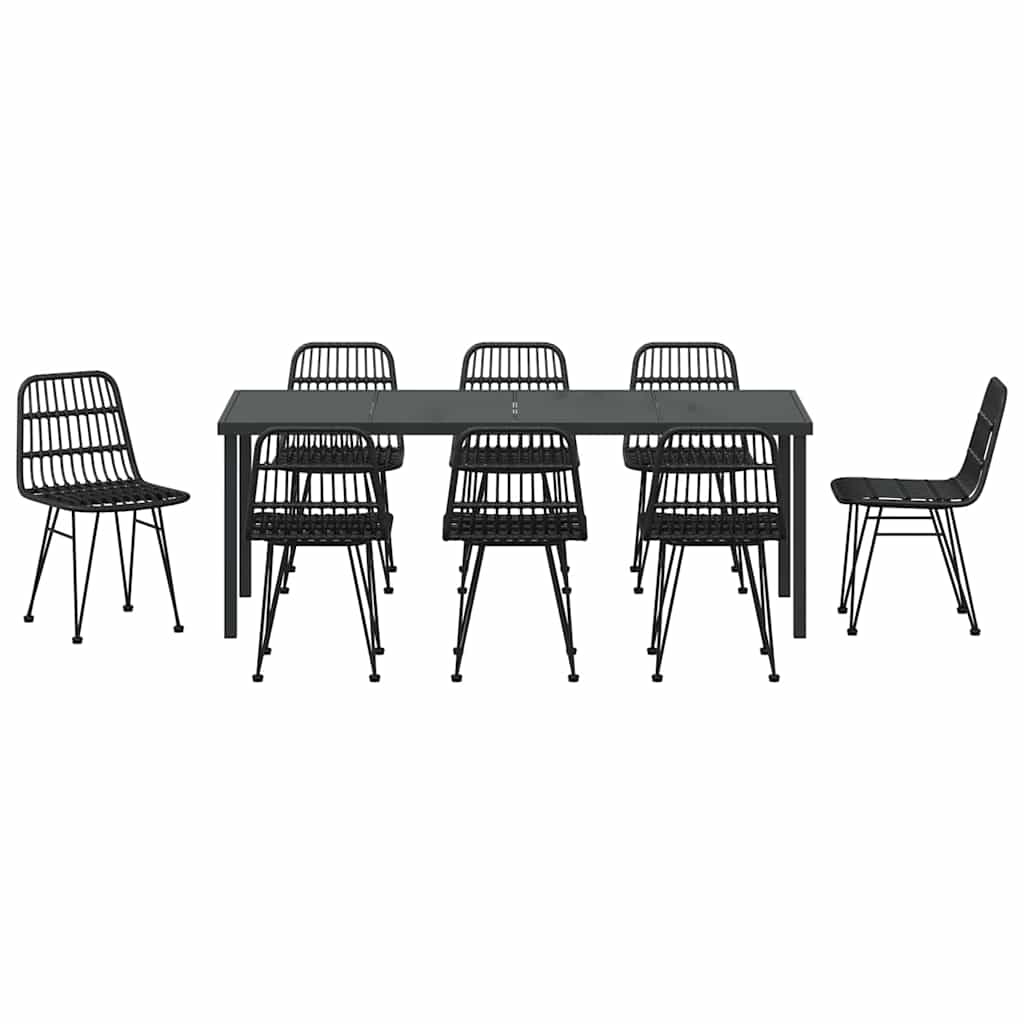 Tuin eettafelset 9 pcs Zwart Gepoedercoat staal – afbeelding 7