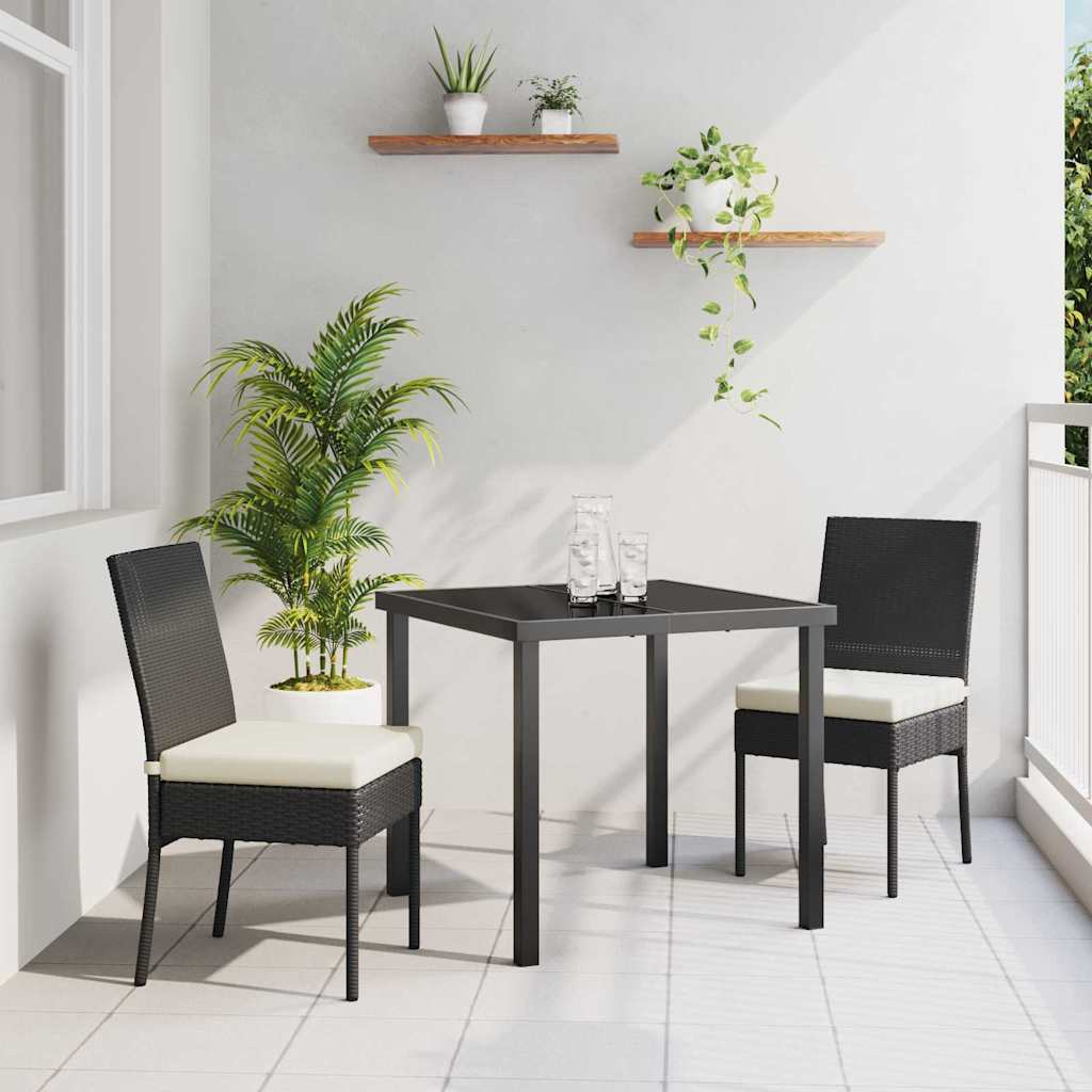 Tuin eettafelset 3 pcs Zwart Gepoedercoat staal – afbeelding 1