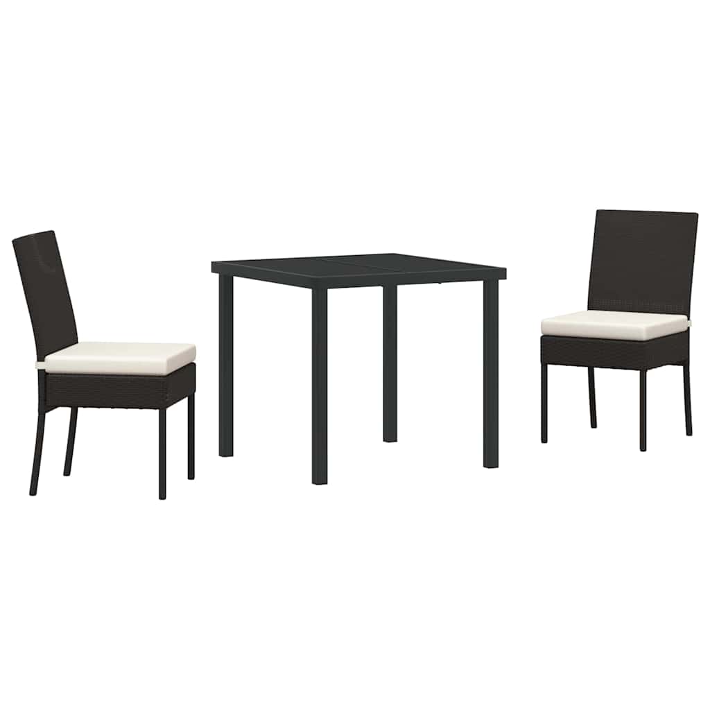 Tuin eettafelset 3 pcs Zwart Gepoedercoat staal – afbeelding 2