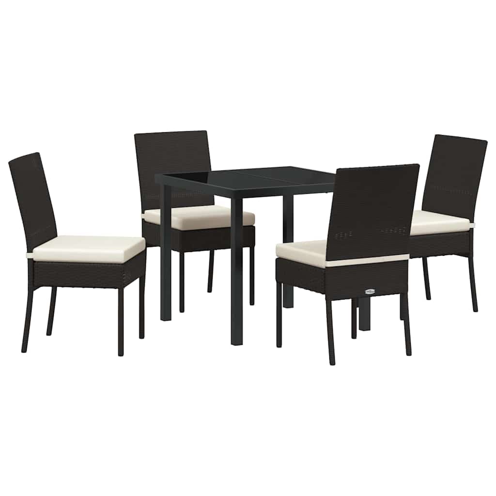Tuin eettafelset 5 pcs Zwart Gepoedercoat staal – afbeelding 2