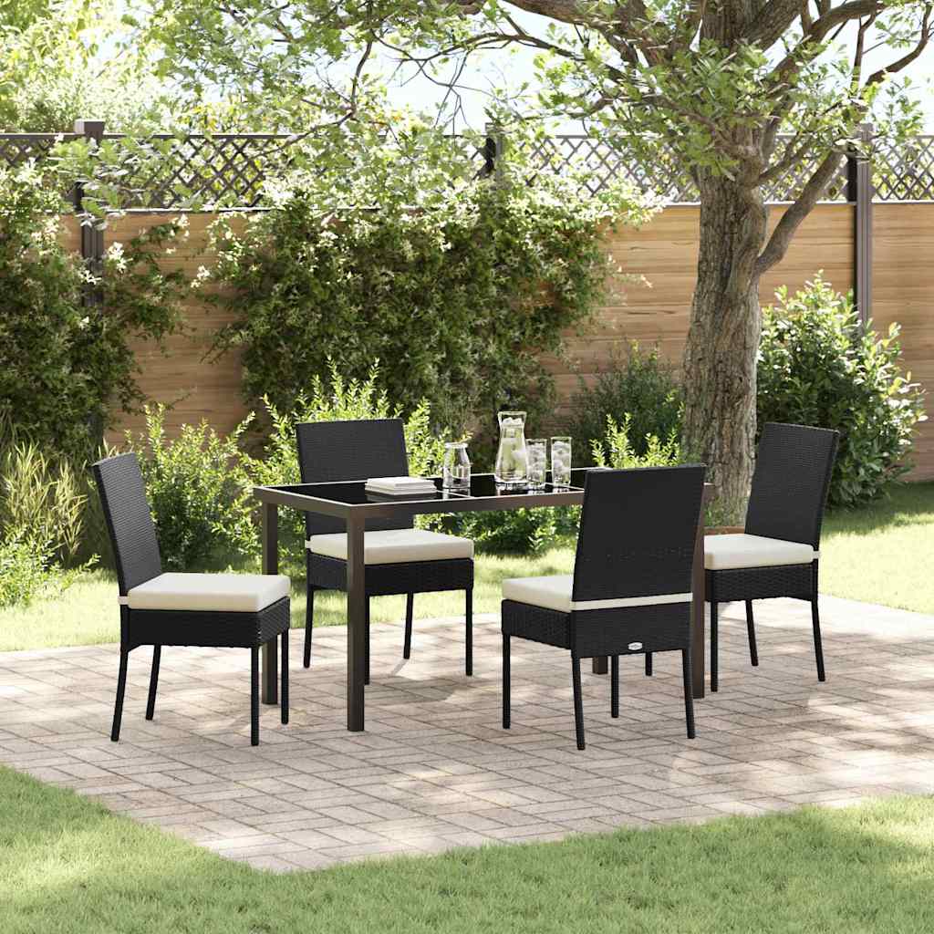 Tuin eettafelset 5 pcs Zwart Gepoedercoat staal – afbeelding 1