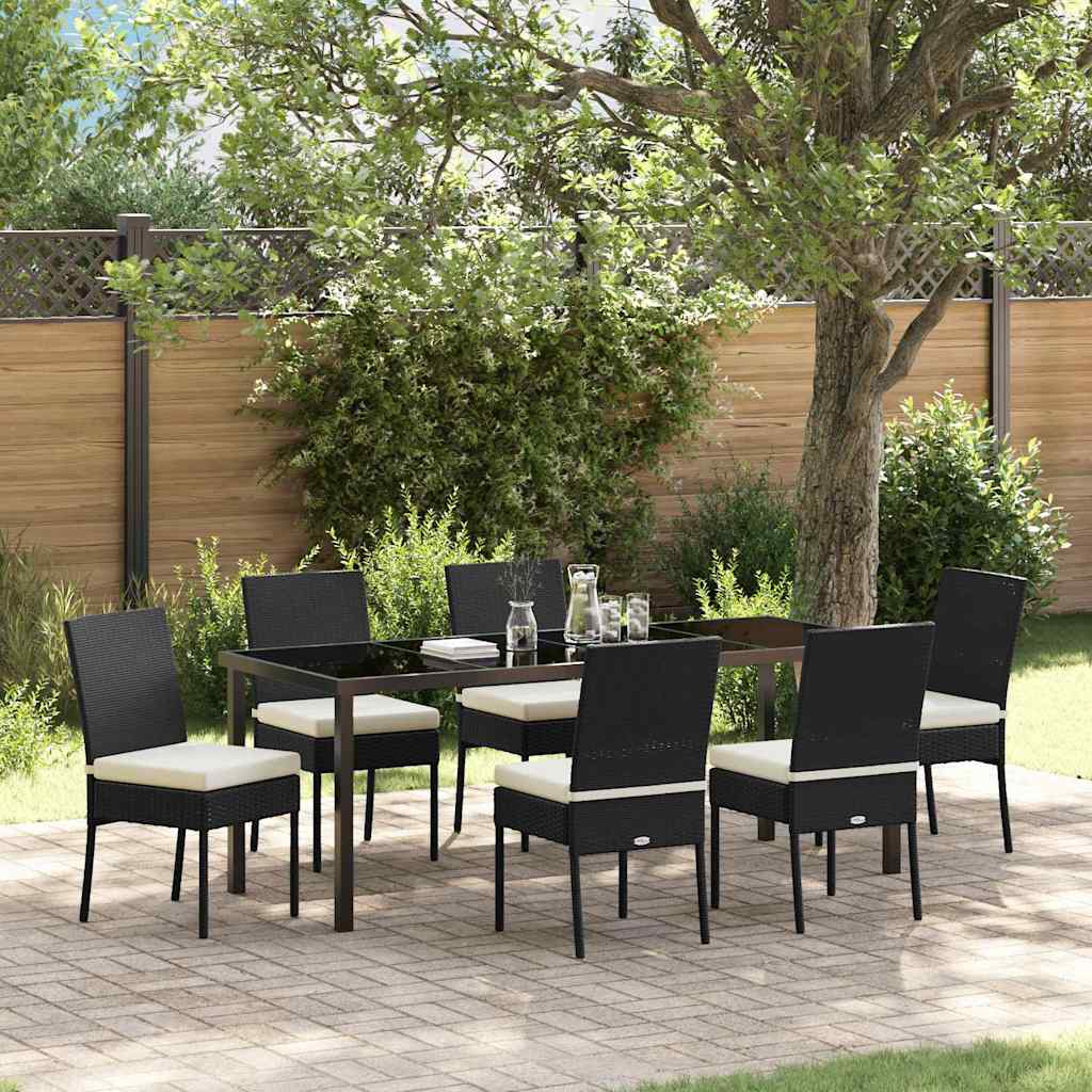 Tuin eettafelset 7 pcs Zwart Gepoedercoat staal – afbeelding 1