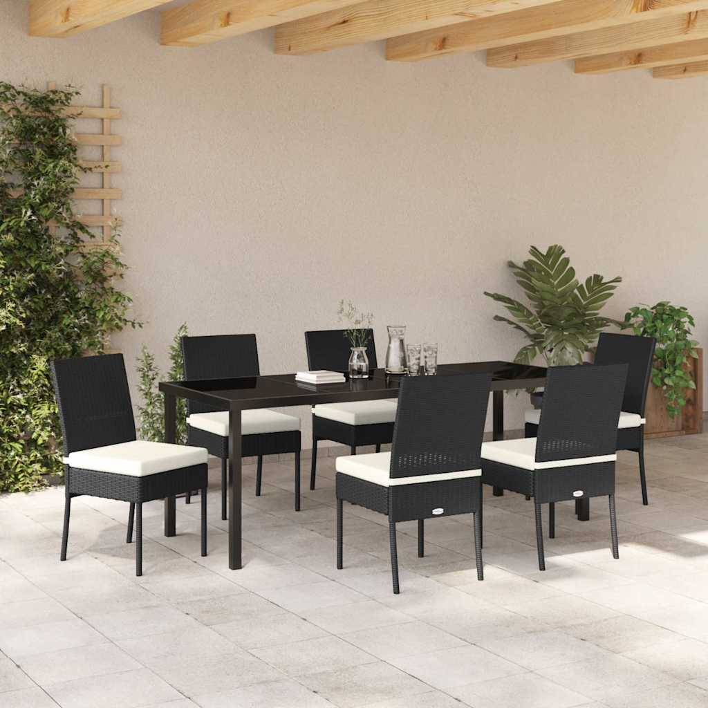 Tuin eettafelset 7 pcs Zwart Gepoedercoat staal – afbeelding 4