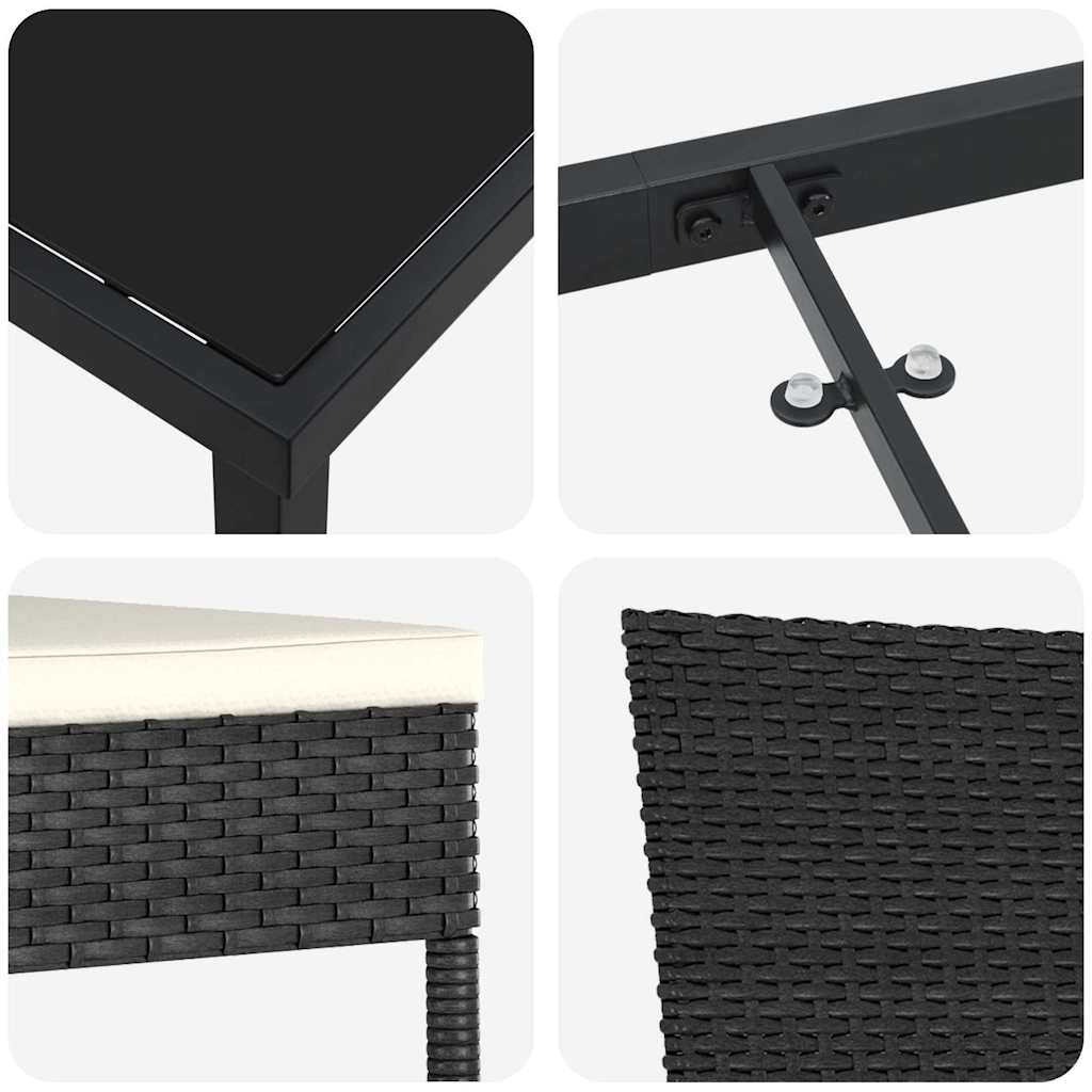 Tuin eettafelset 7 pcs Zwart Gepoedercoat staal – afbeelding 9