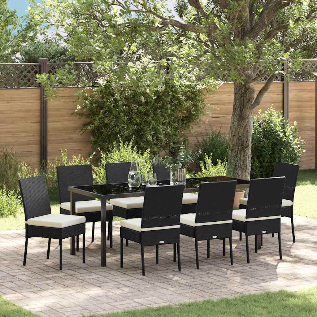 Tuin eettafelset 9 pcs Zwart Gepoedercoat staal – afbeelding 1