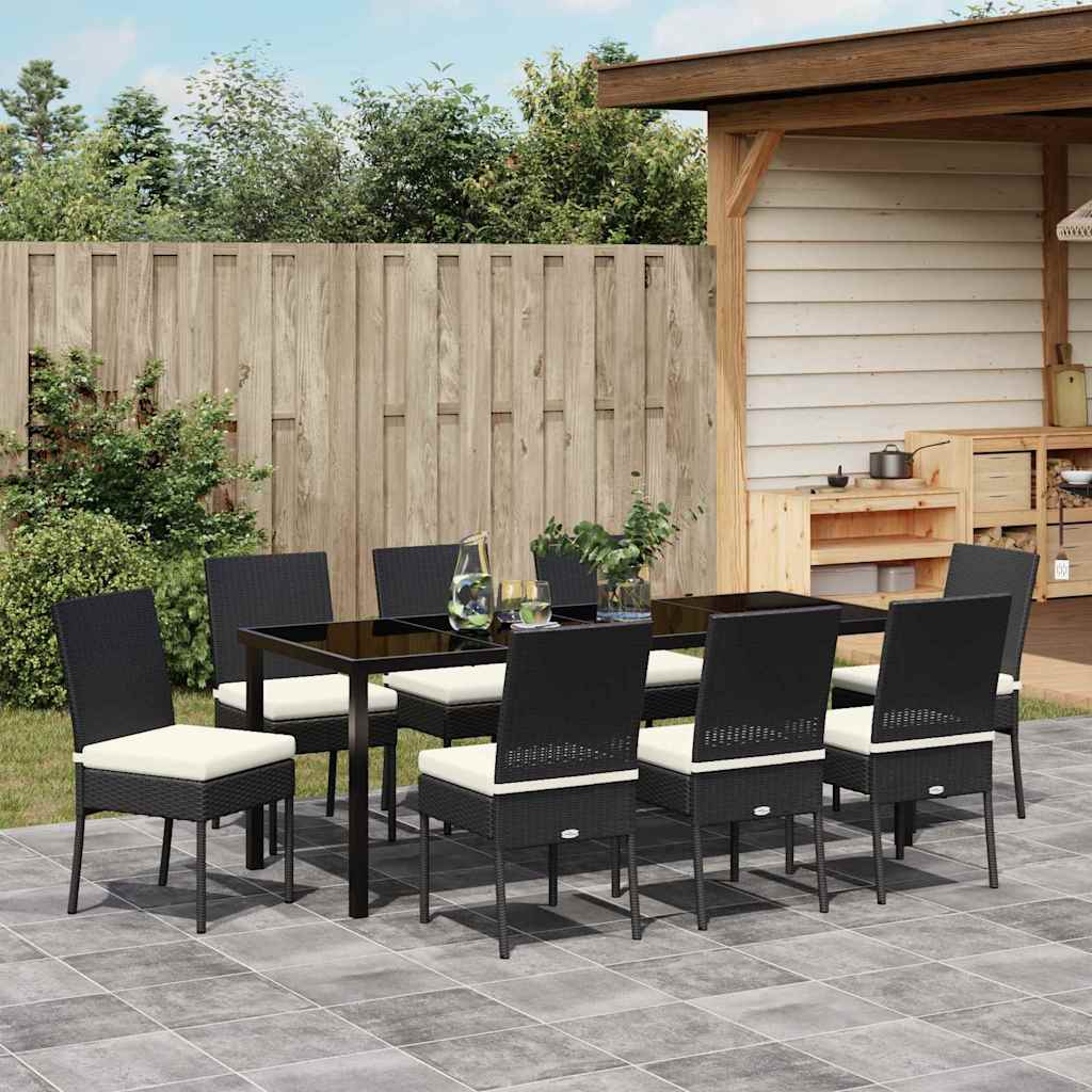 Tuin eettafelset 9 pcs Zwart Gepoedercoat staal – afbeelding 4