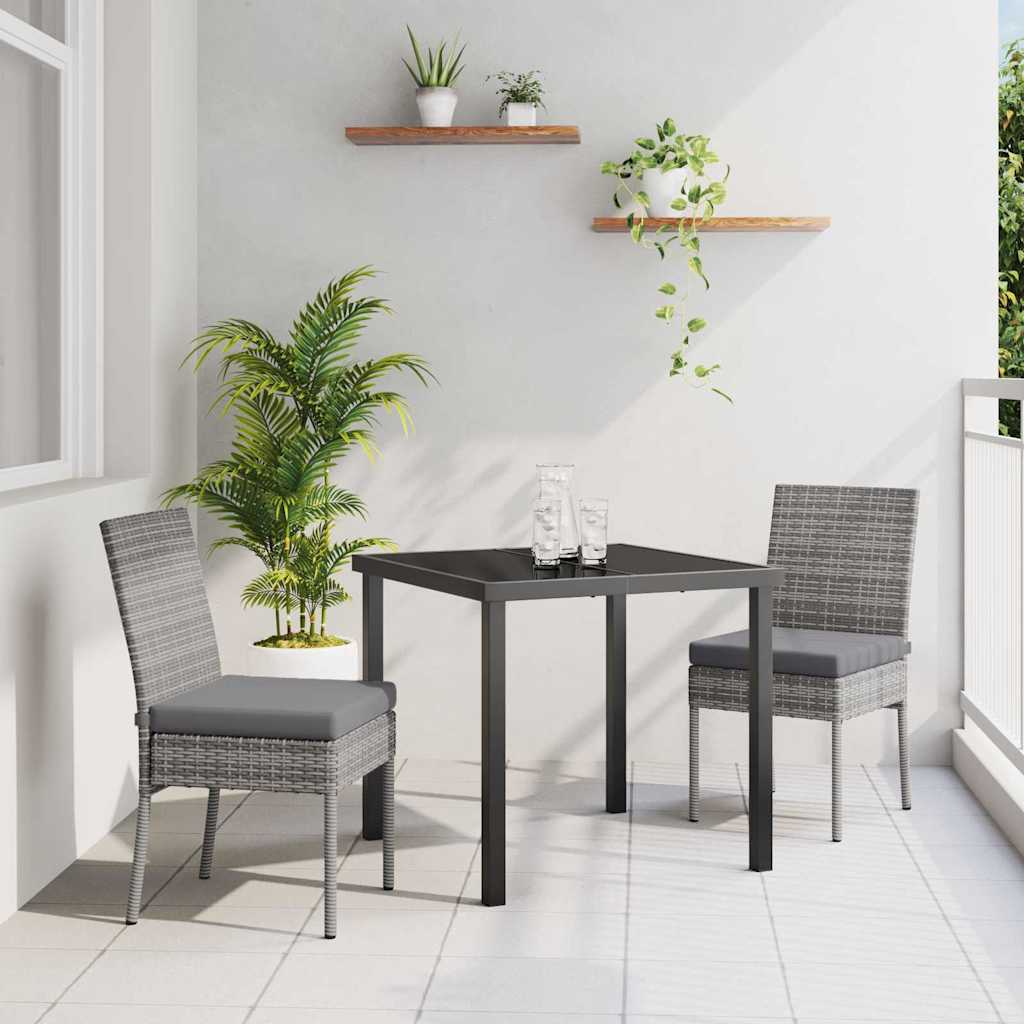 Tuin eettafelset 3 pcs Grijs Gepoedercoat staal – afbeelding 1