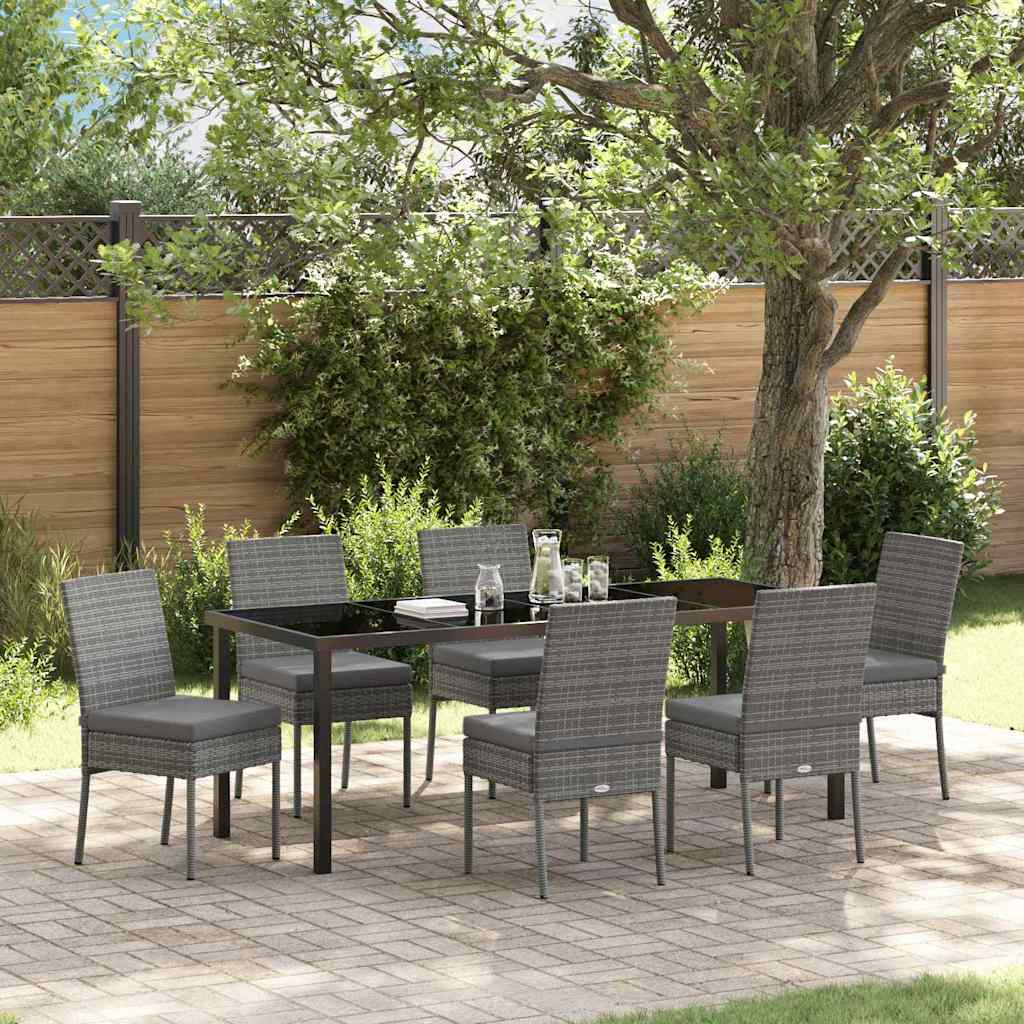 Tuin eettafelset 7 pcs Grijs Gepoedercoat staal – afbeelding 1