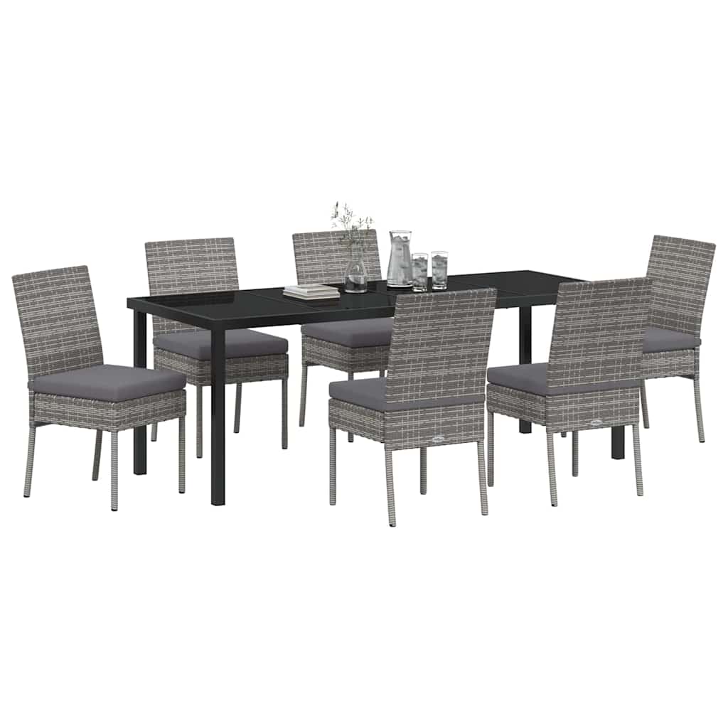 Tuin eettafelset 7 pcs Grijs Gepoedercoat staal – afbeelding 3
