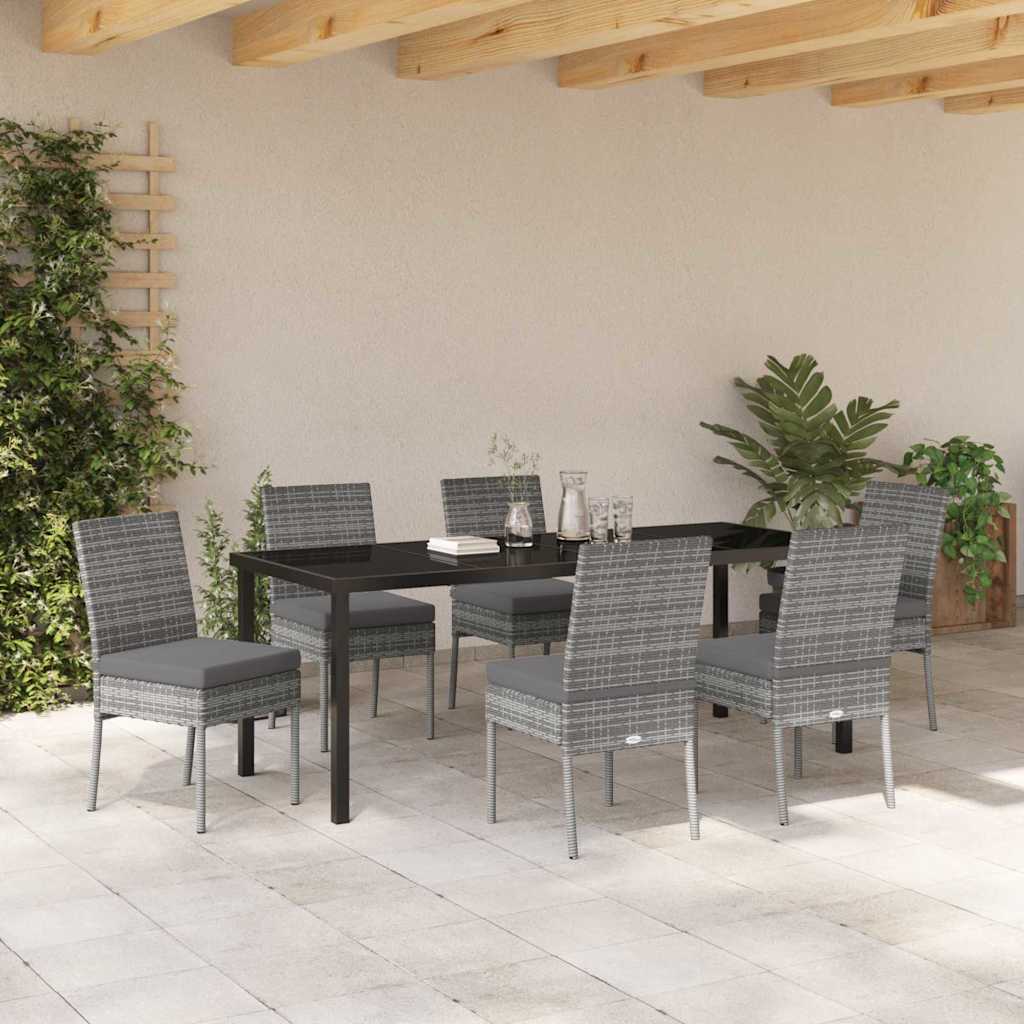 Tuin eettafelset 7 pcs Grijs Gepoedercoat staal – afbeelding 4