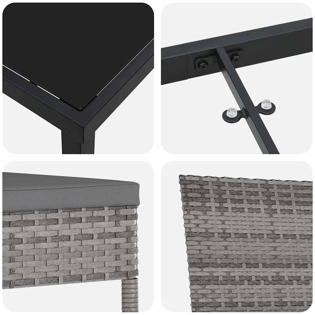 Tuin eettafelset 7 pcs Grijs Gepoedercoat staal – afbeelding 9