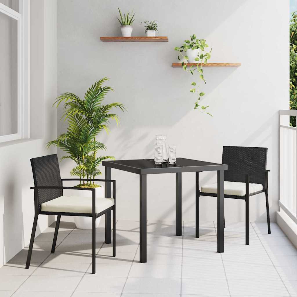 Tuin eettafelset 3 pcs Zwart Gepoedercoat staal – afbeelding 1