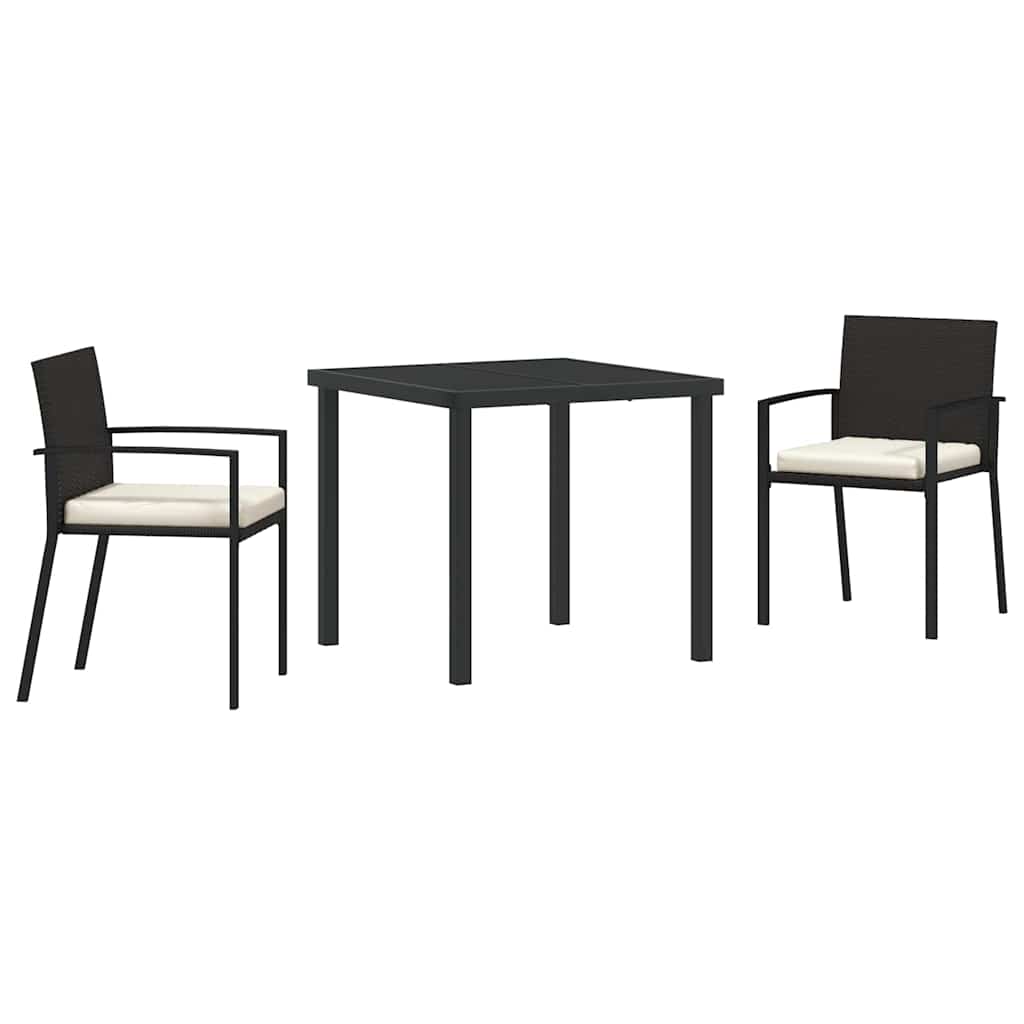 Tuin eettafelset 3 pcs Zwart Gepoedercoat staal – afbeelding 2