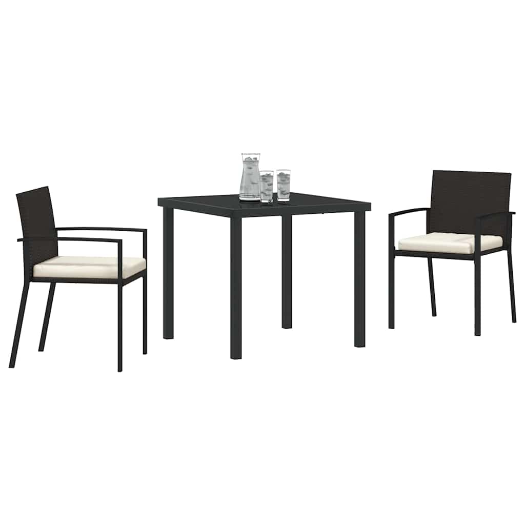 Tuin eettafelset 3 pcs Zwart Gepoedercoat staal – afbeelding 3