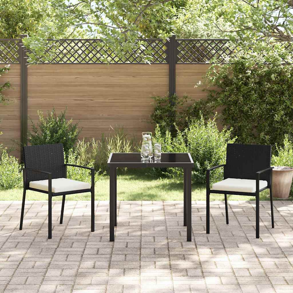 Tuin eettafelset 3 pcs Zwart Gepoedercoat staal – afbeelding 4