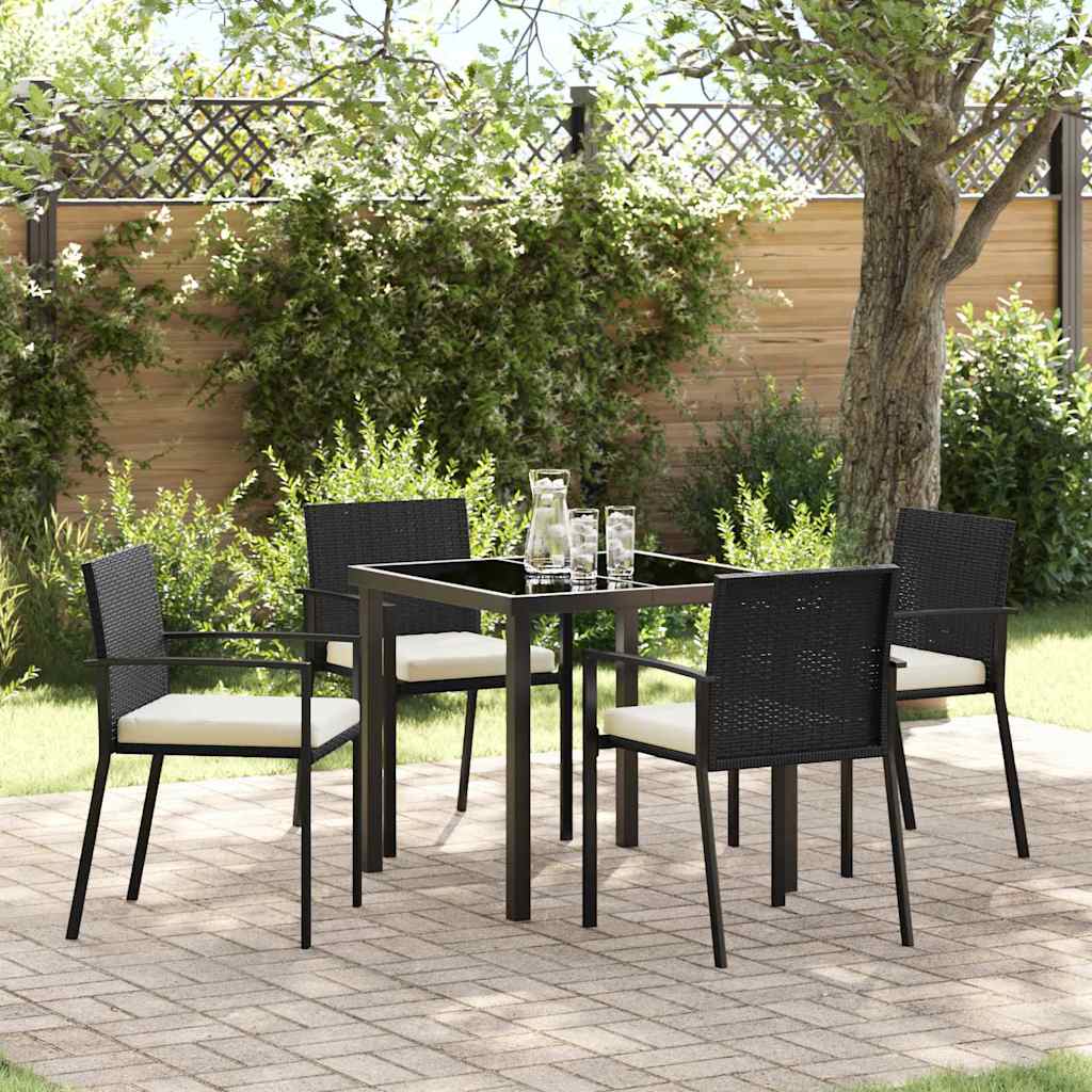 Tuin eettafelset 5 pcs Zwart Gepoedercoat staal – afbeelding 1