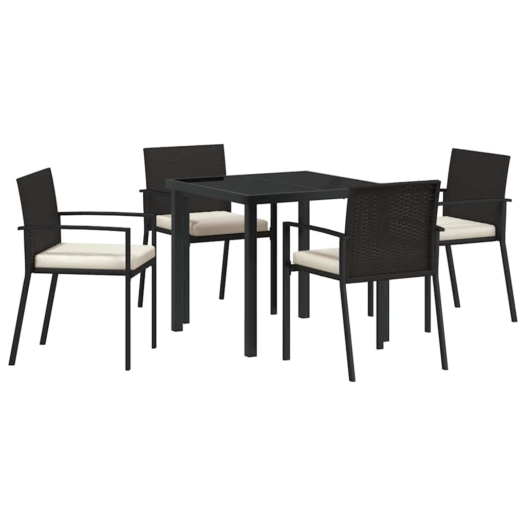 Tuin eettafelset 5 pcs Zwart Gepoedercoat staal – afbeelding 2