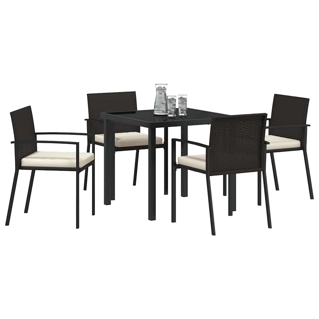 Tuin eettafelset 5 pcs Zwart Gepoedercoat staal – afbeelding 3