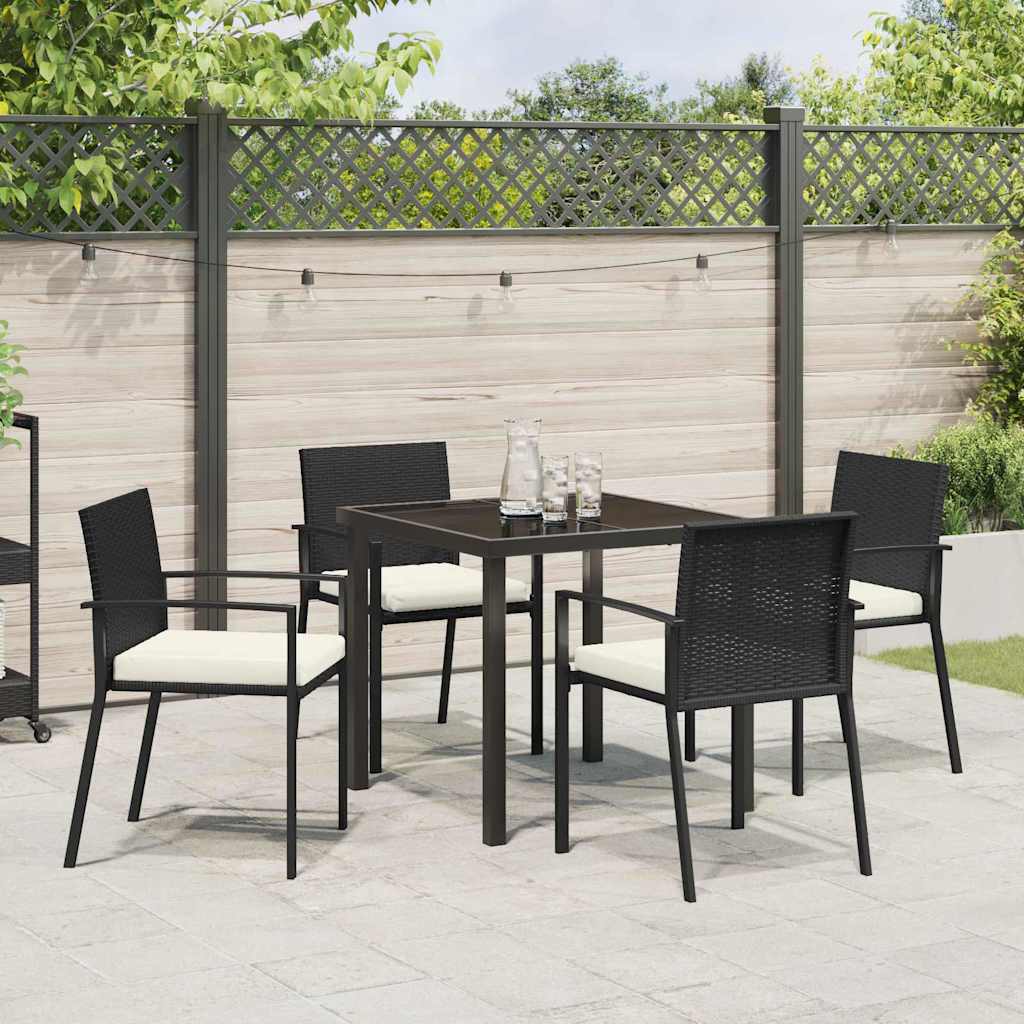 Tuin eettafelset 5 pcs Zwart Gepoedercoat staal – afbeelding 4