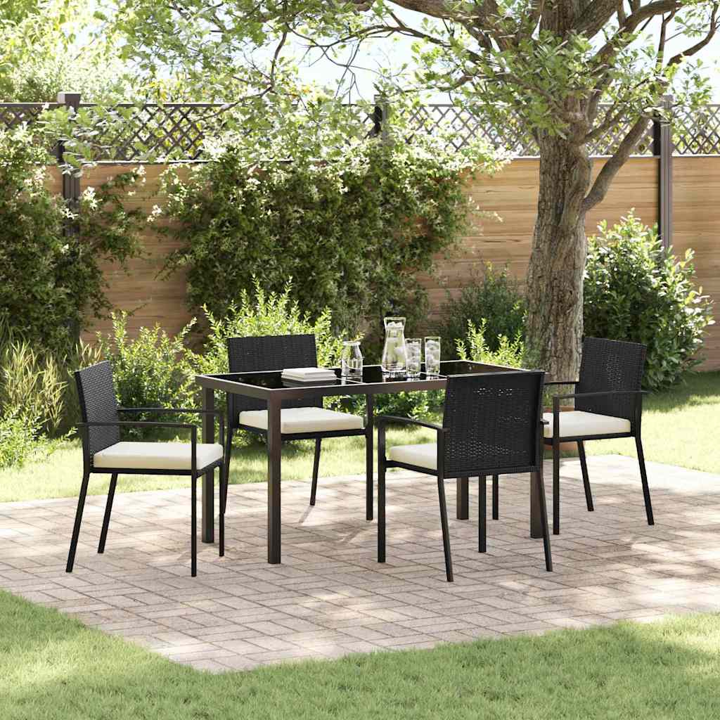 Tuin eettafelset 5 pcs Zwart Gepoedercoat staal – afbeelding 1