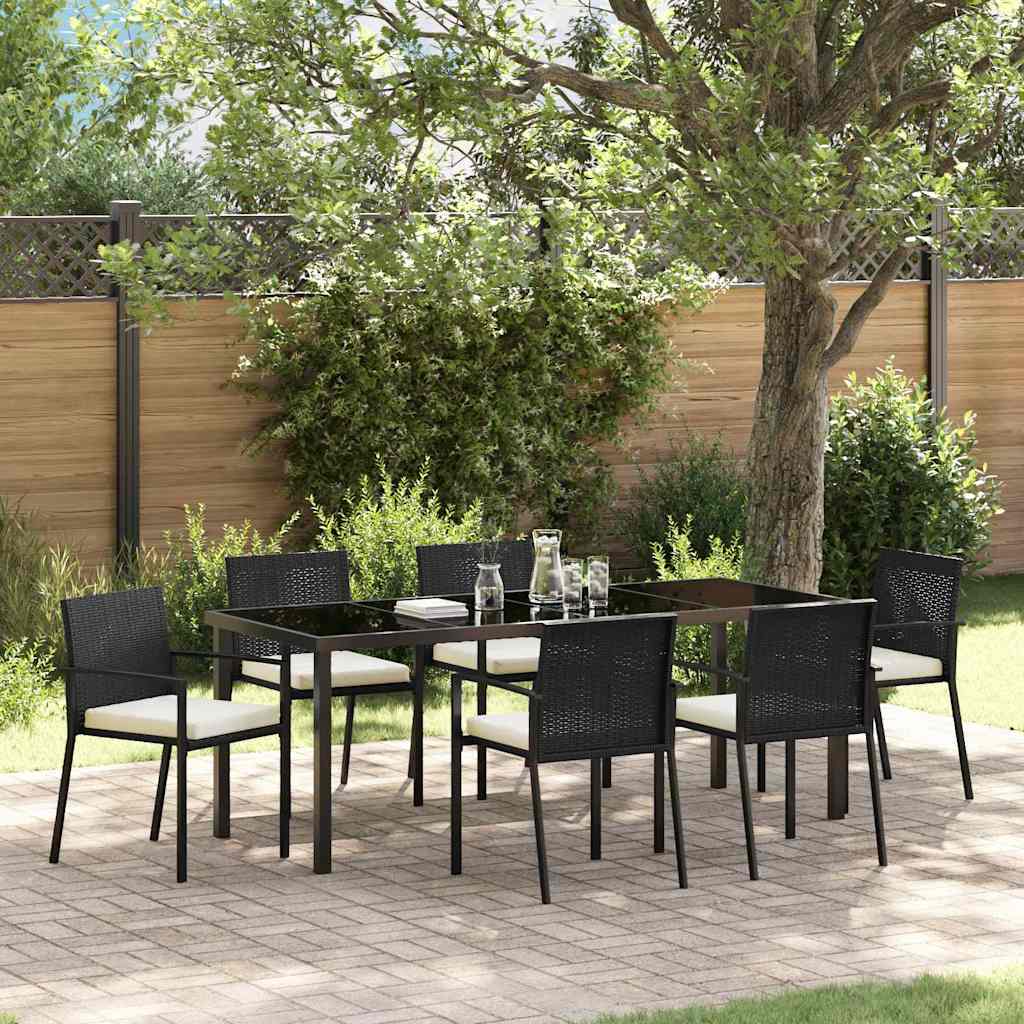 Tuin eettafelset 7 pcs Zwart Gepoedercoat staal – afbeelding 1