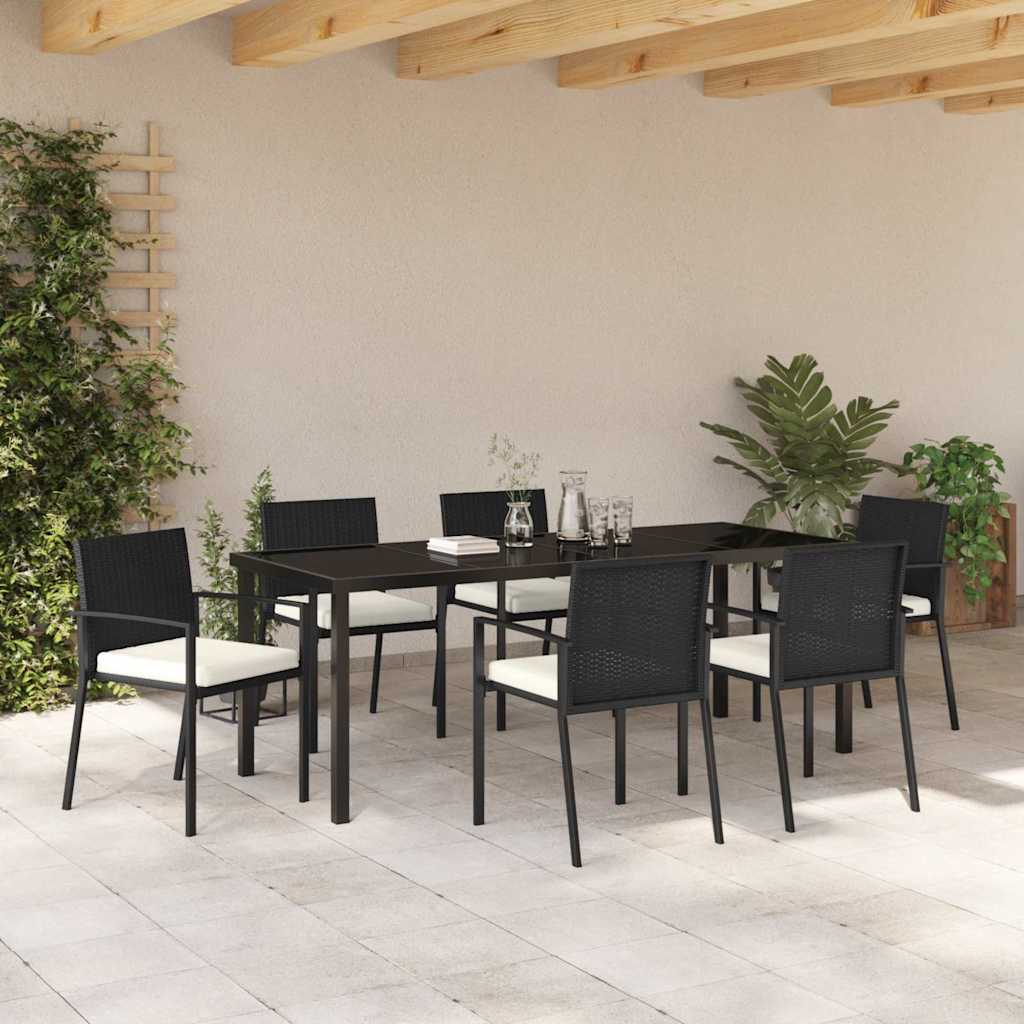 Tuin eettafelset 7 pcs Zwart Gepoedercoat staal – afbeelding 4