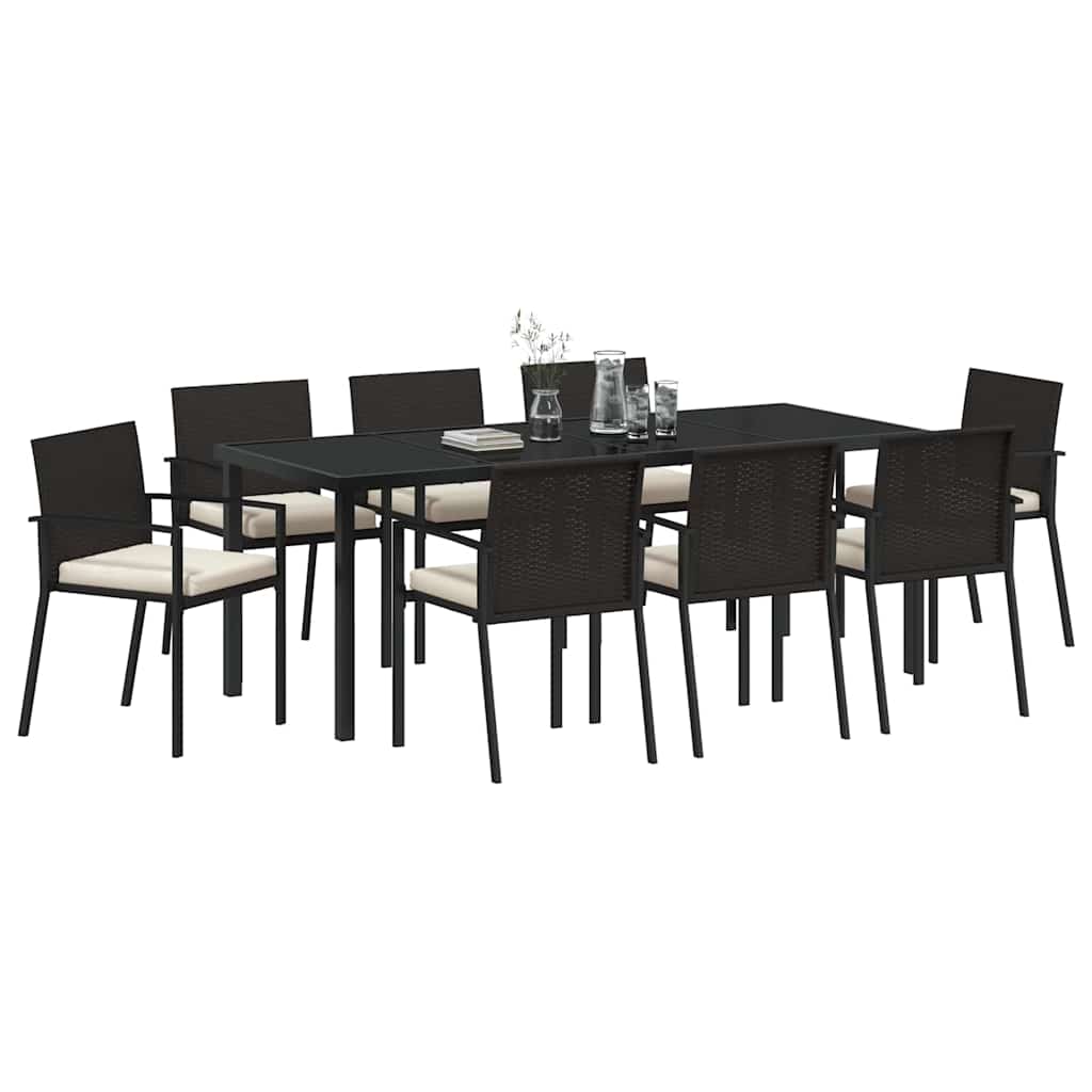 Tuin eettafelset 9 pcs Zwart Gepoedercoat staal – afbeelding 3