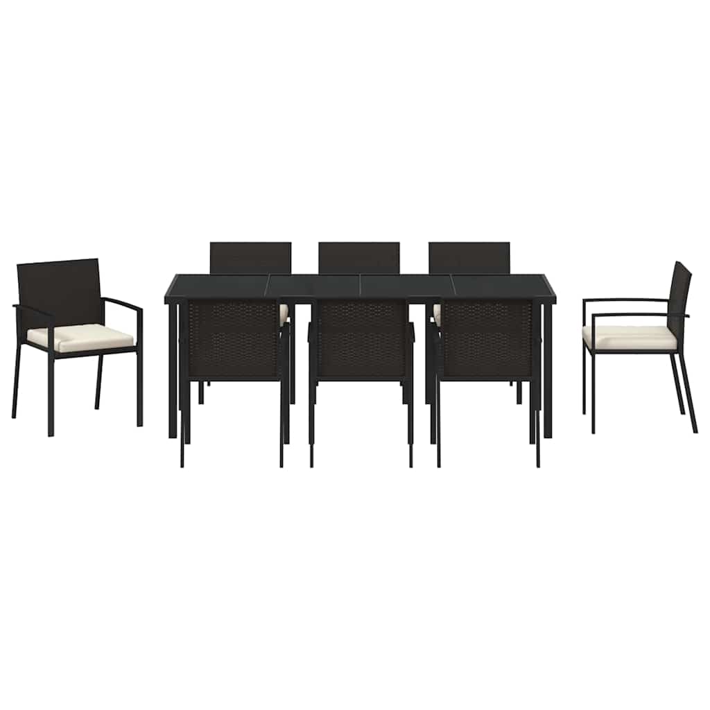Tuin eettafelset 9 pcs Zwart Gepoedercoat staal – afbeelding 7