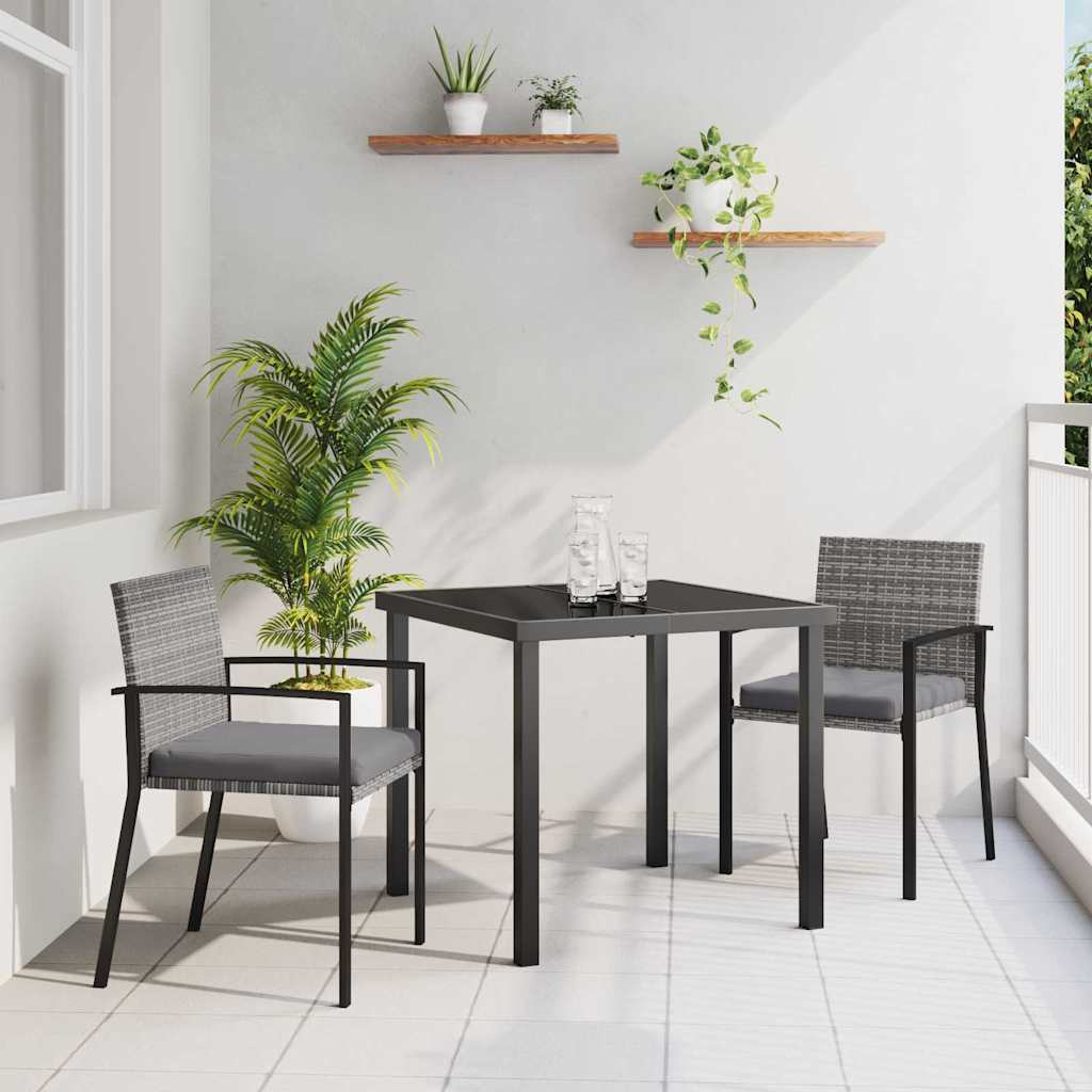 Tuin eettafelset 3 pcs Grijs Gepoedercoat staal – afbeelding 1