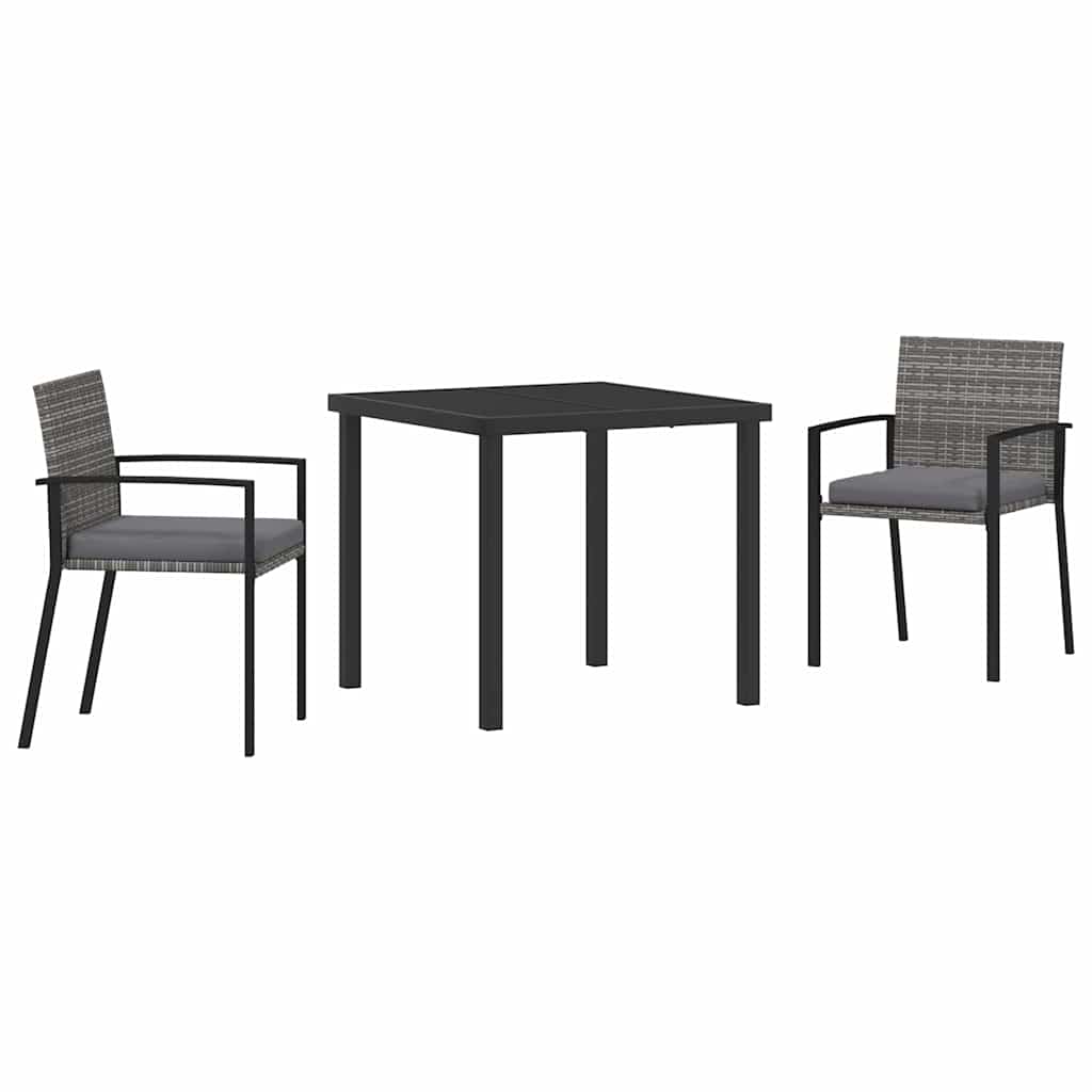 Tuin eettafelset 3 pcs Grijs Gepoedercoat staal – afbeelding 2