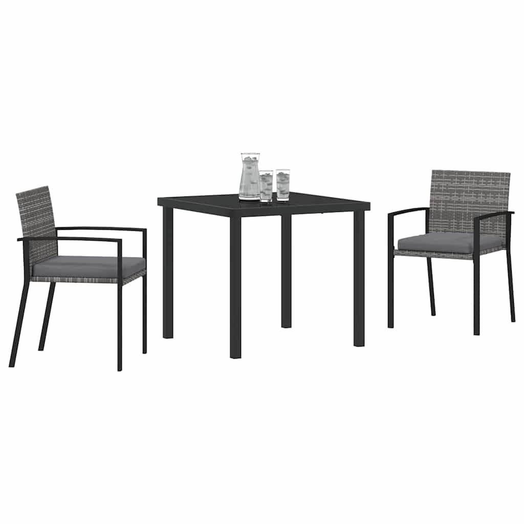 Tuin eettafelset 3 pcs Grijs Gepoedercoat staal – afbeelding 3