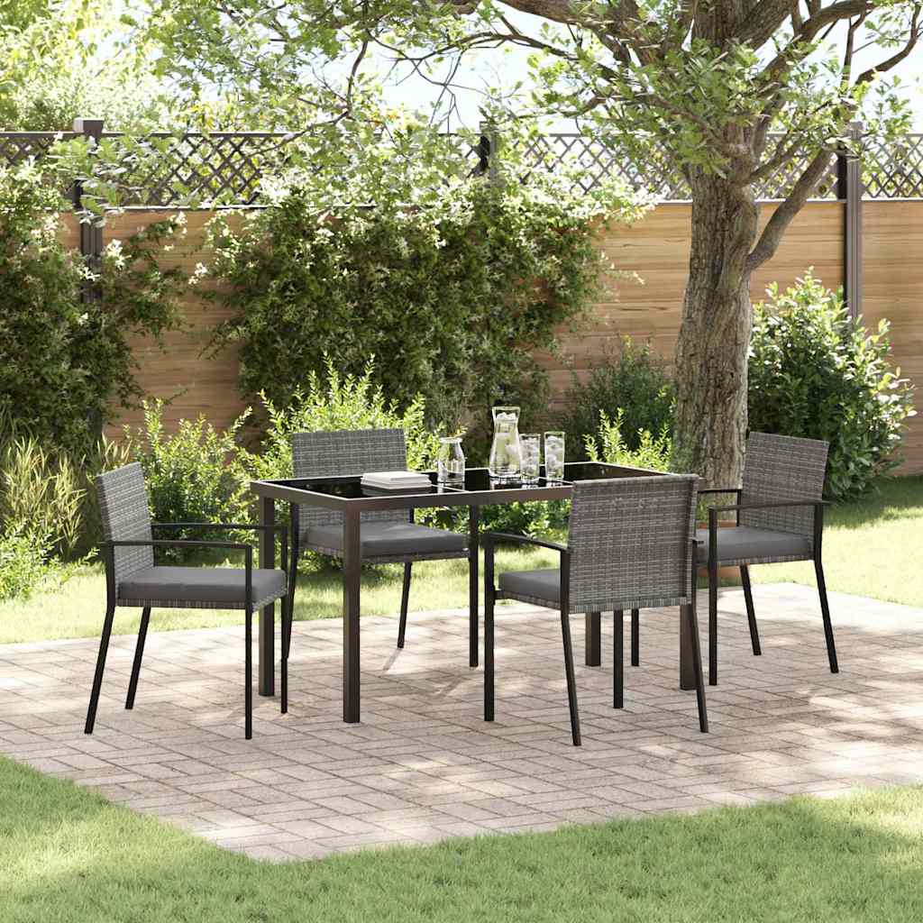 Tuin eettafelset 5 pcs Grijs Gepoedercoat staal – afbeelding 1