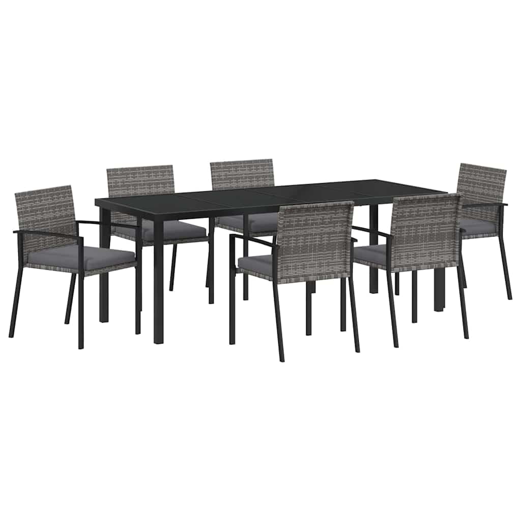 Tuin eettafelset 6 pcs Grijs Gepoedercoat staal – afbeelding 2
