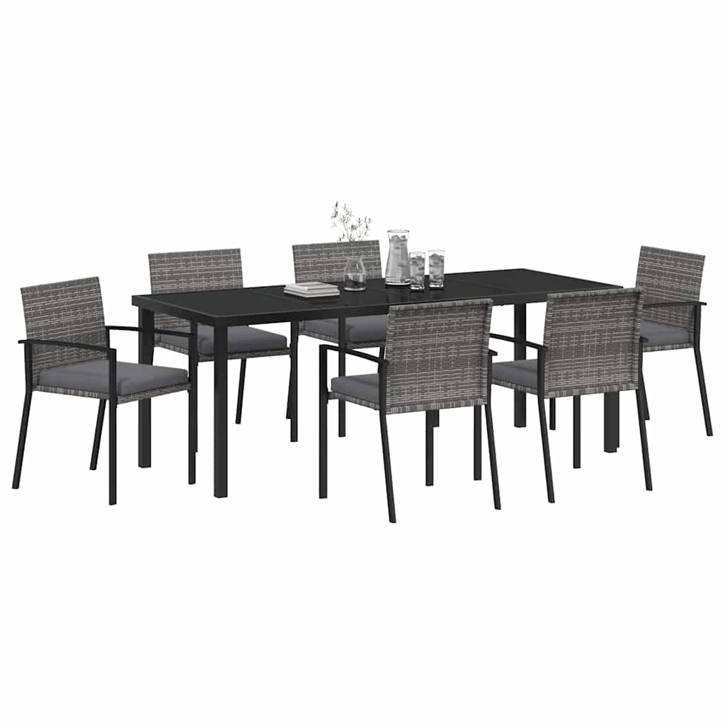 Tuin eettafelset 6 pcs Grijs Gepoedercoat staal – afbeelding 3