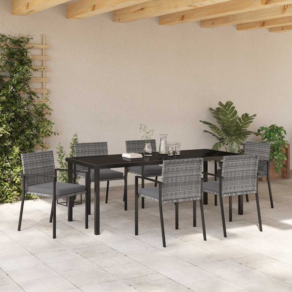 Tuin eettafelset 6 pcs Grijs Gepoedercoat staal – afbeelding 4