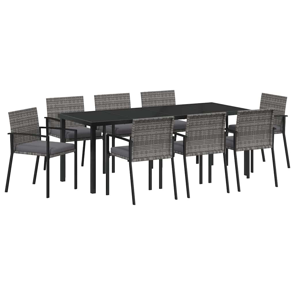 Tuin eettafelset 9 pcs Grijs Gepoedercoat staal – afbeelding 2
