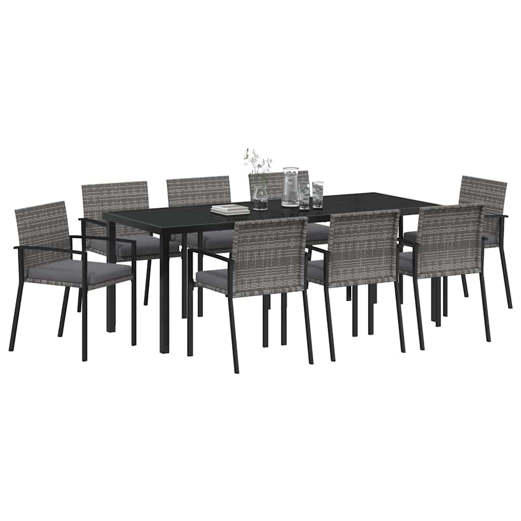 Tuin eettafelset 9 pcs Grijs Gepoedercoat staal – afbeelding 3