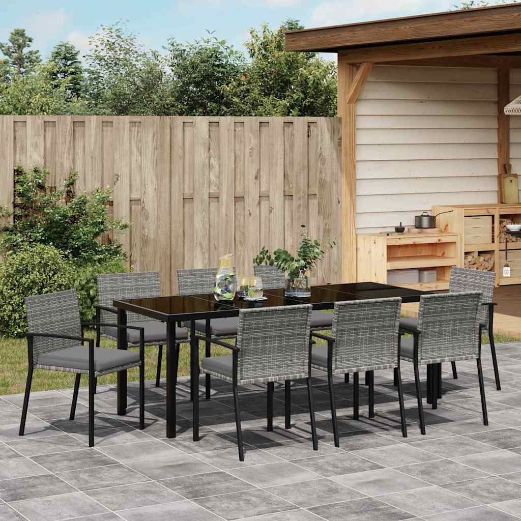 Tuin eettafelset 9 pcs Grijs Gepoedercoat staal – afbeelding 4