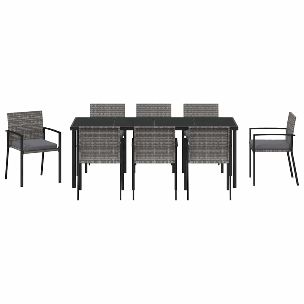 Tuin eettafelset 9 pcs Grijs Gepoedercoat staal – afbeelding 7