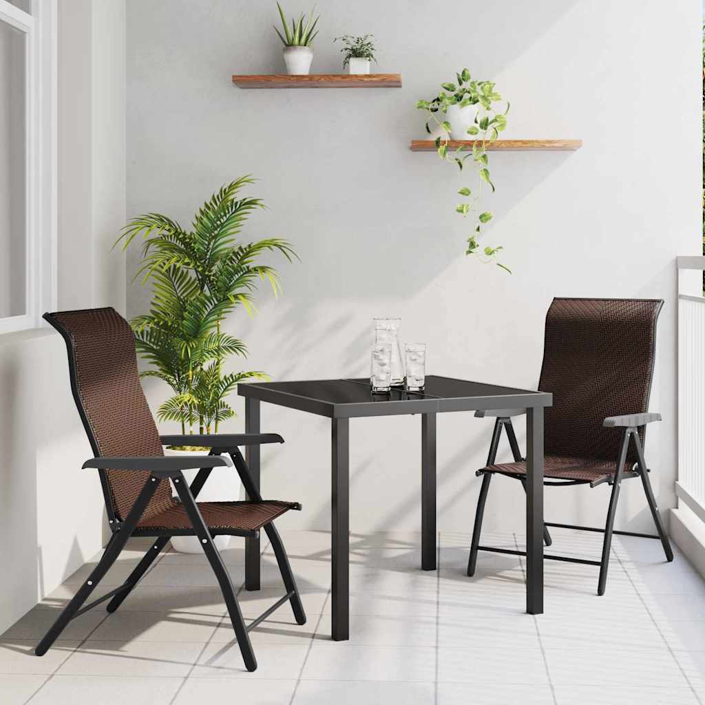 Tuin eettafelset 3 pcs Bruin Gepoedercoat staal – afbeelding 1