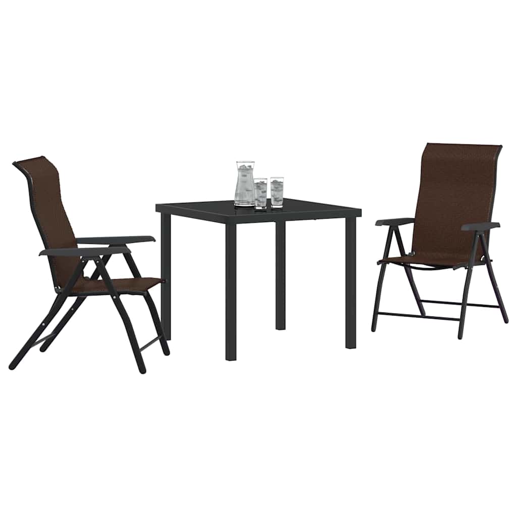Tuin eettafelset 3 pcs Bruin Gepoedercoat staal – afbeelding 3